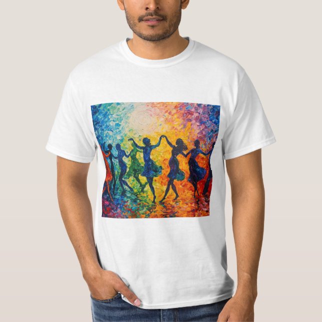 Camiseta Siluetas coloridas bailando (Anverso)
