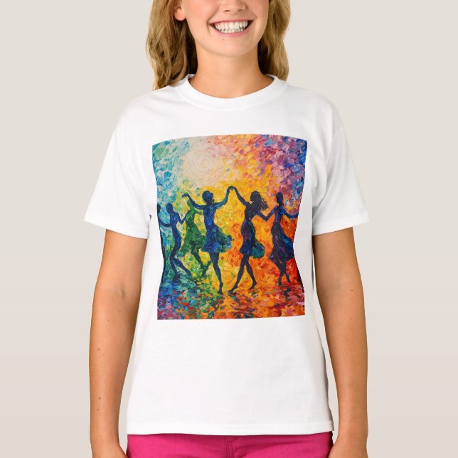Camiseta Siluetas coloridas bailando (Anverso)