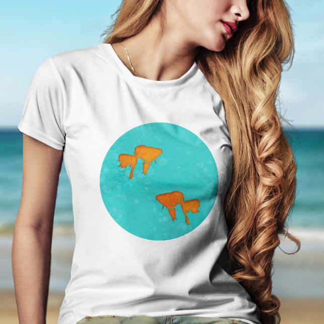 Camiseta Siluetas naranjas de peces dorados en agua turques (Subido por el creador)
