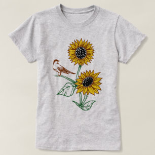 Camiseta Siluos con un pequeño pájaro en una rama