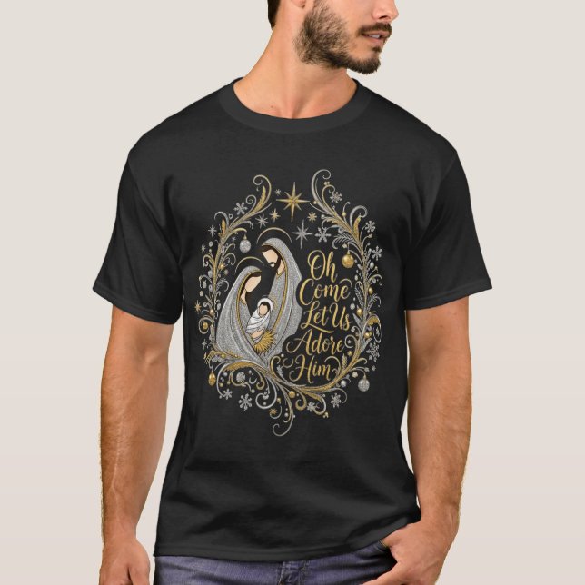 Camiseta Silver and gold flourish Nativity friend retro (Anverso)