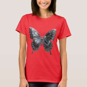 Camiseta Silver Butterfly with Open Wings Elegant