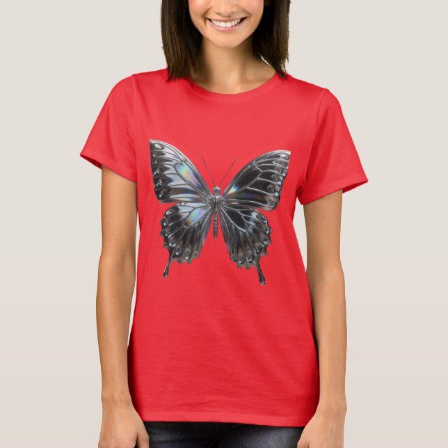 Camiseta Silver Butterfly with Open Wings Elegant (Anverso)