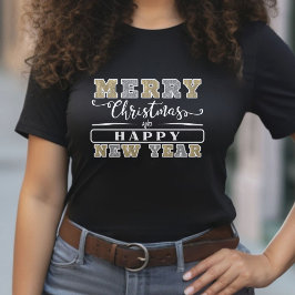 Camiseta Silver Gold Feliz Navidad Feliz Año Nuevo