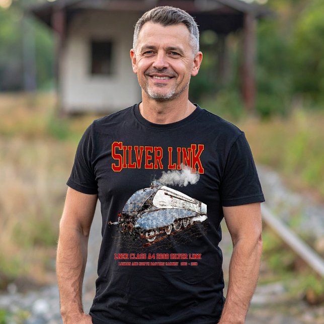 Camiseta Silver Link - LNER Clase A4 2509 Loco de Vapor (Silver Link - LNER Class A4 2509 Steam Train Locomotive. Mens Basic T-Shirt)