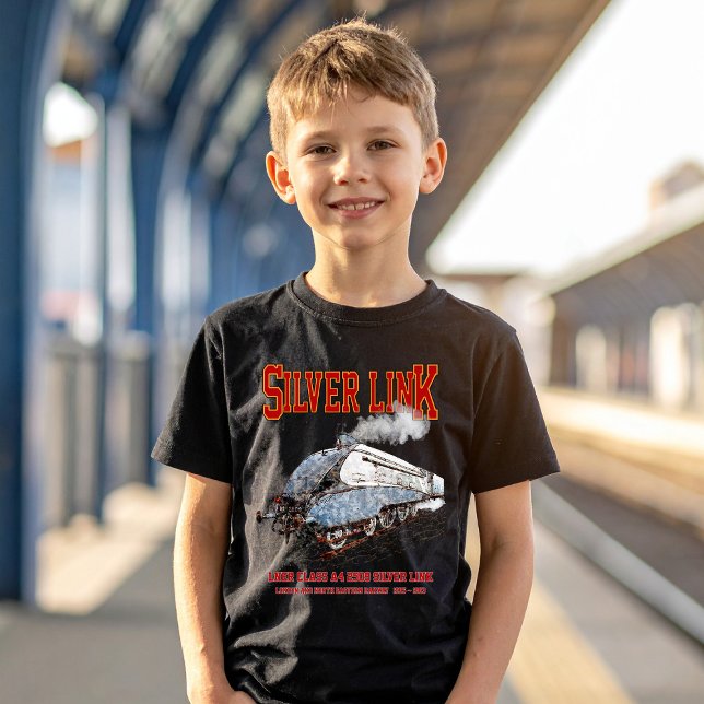 Camiseta Silver Link - LNER Clase A4 2509 Loco de Vapor (Silver Link - LNER Class A4 2509 Steam Train Locomotive. Boy Basic T-Shirt)