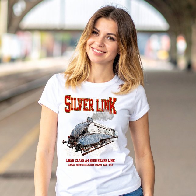 Camiseta Silver Link - LNER Clase A4 2509 Loco Tren de Vapo (Silver Link - LNER Class A4 2509 Steam Train Locomotive. Womens Basic T-Shirt)