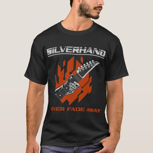 Camiseta Silverhand Never Fade Away friend retro (Anverso)