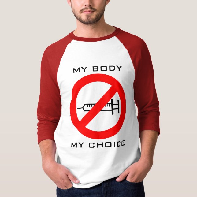 Camiseta Símbolo anti-Vax Tee mi cuerpo Mi elección Sin vac (Anverso)