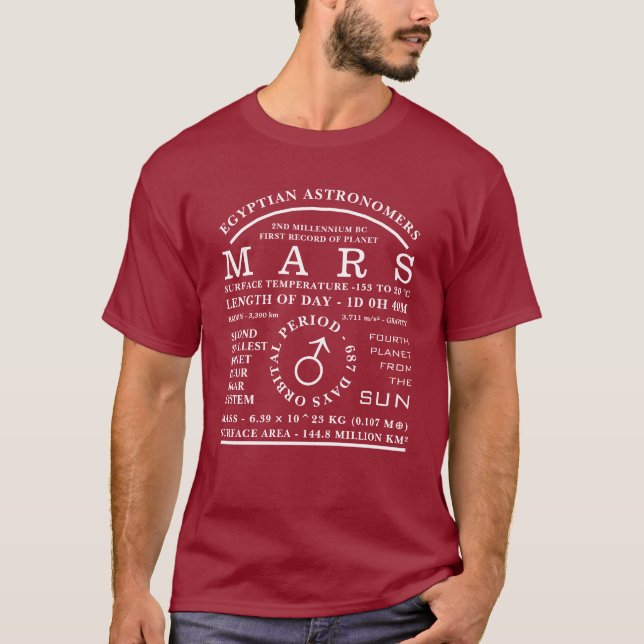Camiseta Símbolo astronómico detallado Planet Mars (Anverso)