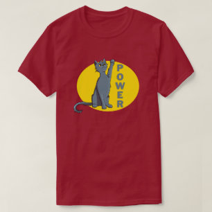 Camiseta Símbolo azul de puño levantado de gato, aún en asc