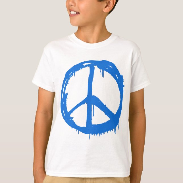 Camiseta Símbolo azul del signo de la paz (Anverso)