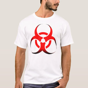 Camiseta Símbolo biológico de peligro rojo y negro