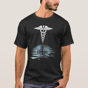 Camiseta Símbolo Caduceus Cruz Médica Enfermera Enfermería