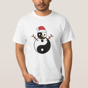 Camiseta Símbolo chino de yin yang sobre navidades snowman