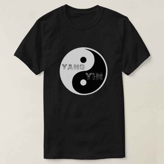 Camiseta Símbolo circular Taijitu Yin y Yang sobre negro (Diseño del anverso)