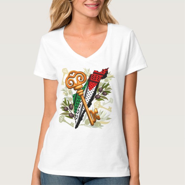 Camiseta Símbolo clave palestino del derecho de retorno (Anverso)