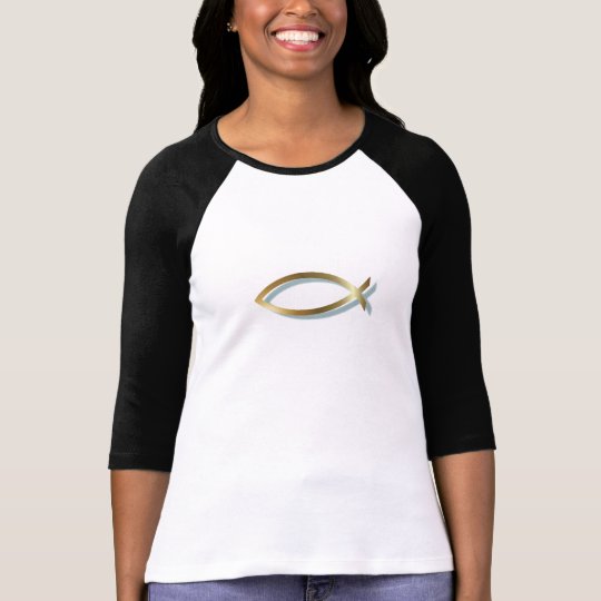 Camiseta Símbolo cristiano de los pescados del oro