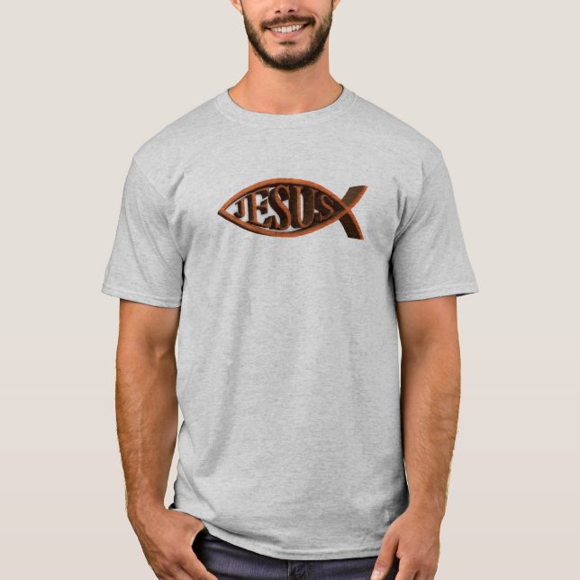 Camiseta Símbolo cristiano de los pescados del roble de (Anverso)