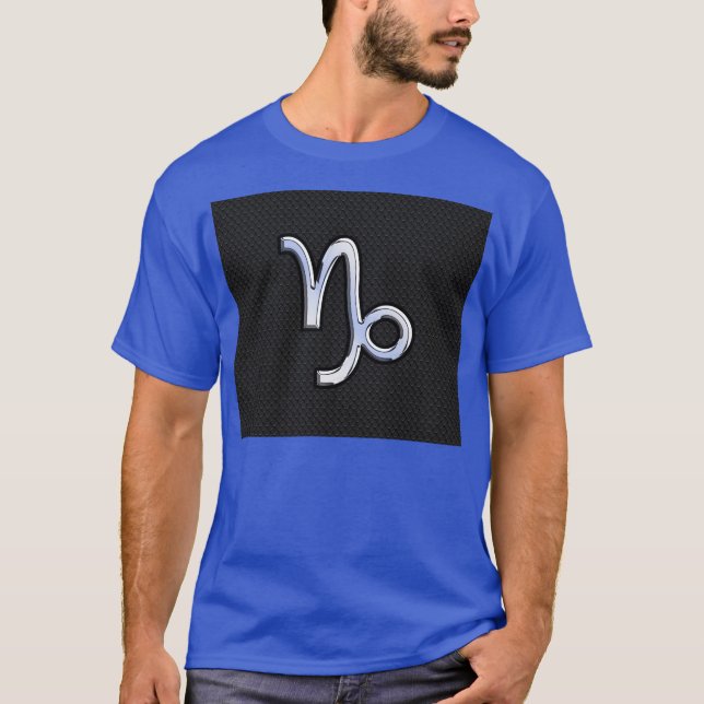Camiseta Símbolo cromado de Zodiaco de Capricornio sobre la (Anverso)