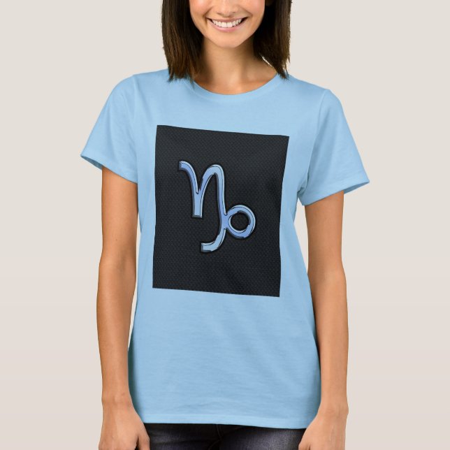 Camiseta Símbolo cromado de Zodiaco de Capricornio sobre la (Anverso)