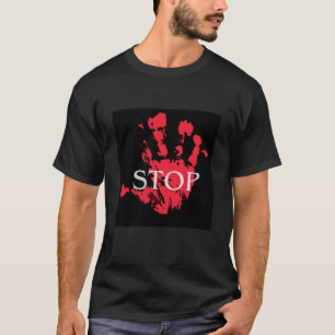 Camiseta Símbolo de advertencia "STOP" con huella de mano r