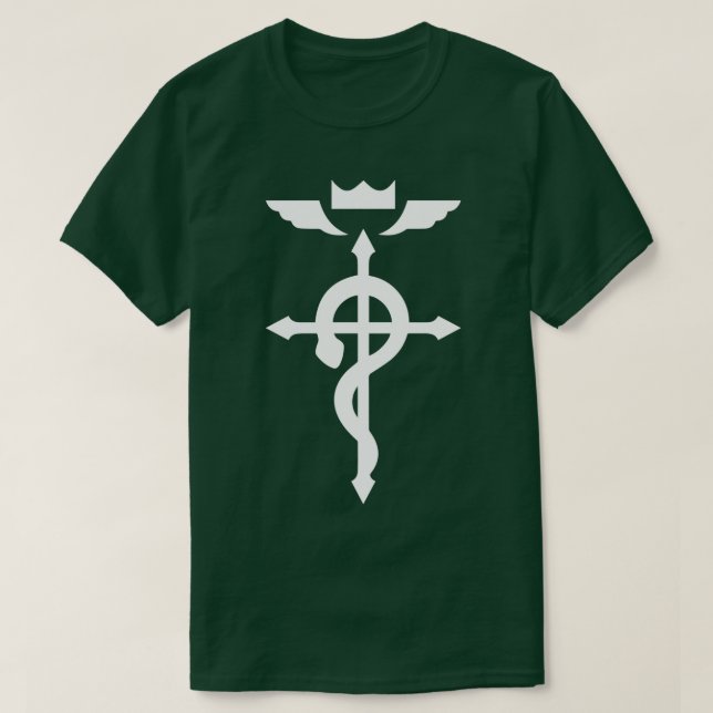 Camiseta Símbolo de alquimia cruzada de llamas (Diseño del anverso)