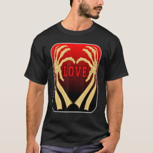 Camiseta Símbolo de amor cardíaco Dedo esquelético Huesos M
