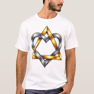 Camiseta Símbolo de amor en triángulo de corazón de plata d