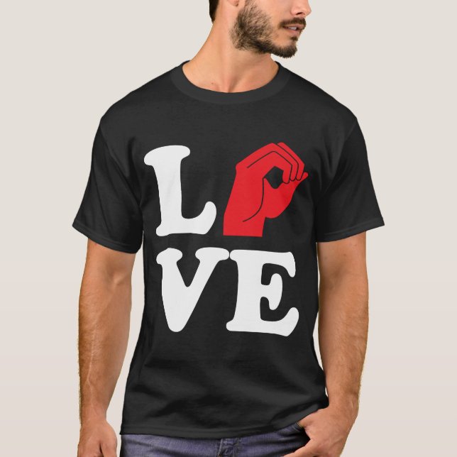 Camiseta Símbolo de amor sordo ASL (Anverso)