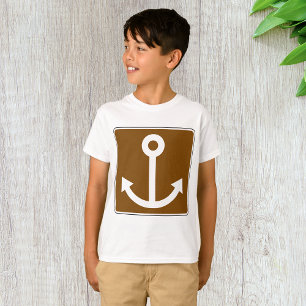 Camiseta Símbolo de ancla náutica Señal de marina marrón
