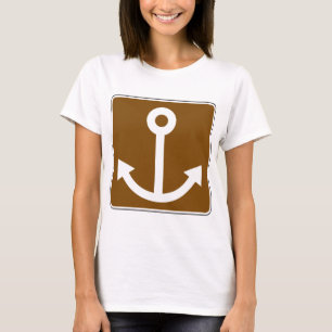 Camiseta Símbolo de ancla náutica Señal marrón de marina