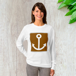 Camiseta Símbolo de ancla náutica Señal marrón marina