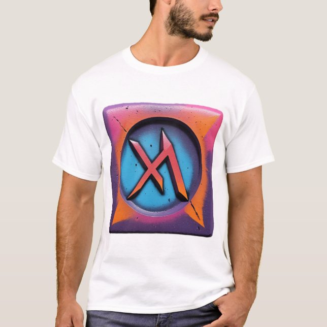 Camiseta Símbolo de arte de graffiti urbano neón (Anverso)