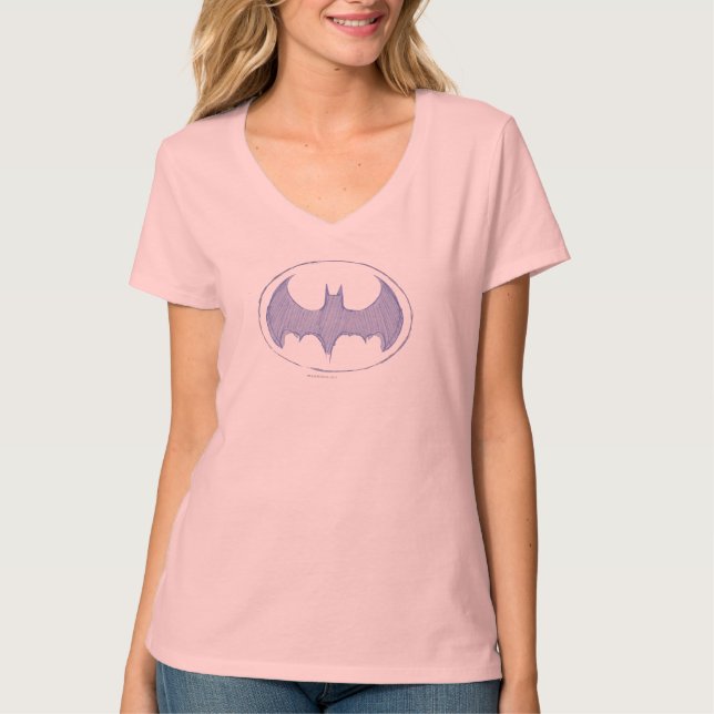 Camiseta Símbolo de Batman | Logo de Sketchbook Purple (Anverso)