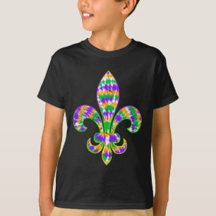 Camiseta Símbolo de carnaval Tie Dye Fleur De Lis Mardi Gra