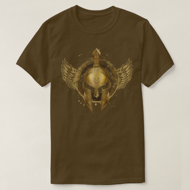 Camiseta Símbolo de casco espartano de oro Guerrero Gladiad (Diseño del anverso)