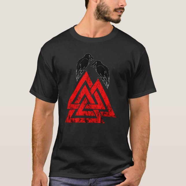 Camiseta Símbolo de castaño Odin Raven mitoología nórdica V (Anverso)