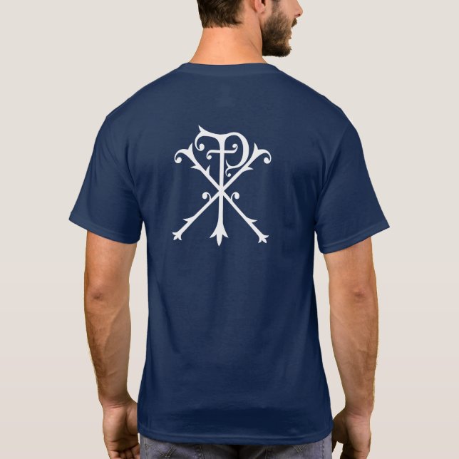 Camiseta Símbolo de Chi Rho de Cristo cristiano Inspirador (Reverso)