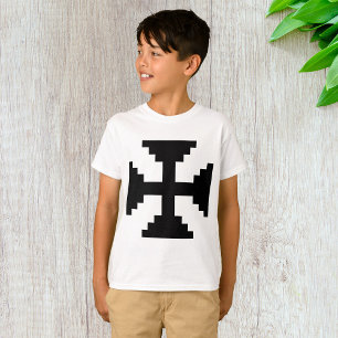 Camiseta Símbolo de cruz negra en arte de píxeles