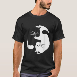 Camiseta Símbolo de gato Yin Yang Cuadros Gato Blanco Y Neg