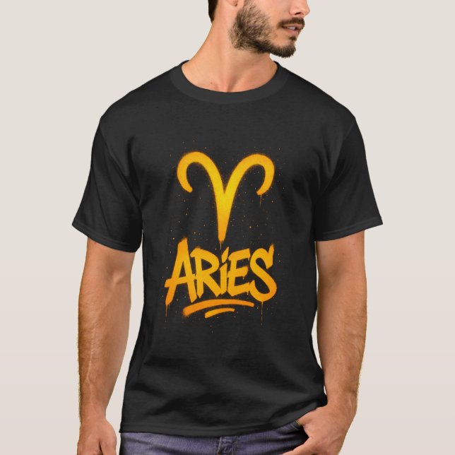 Camiseta Símbolo de Graffiti de Aries Zodíaco (Anverso)