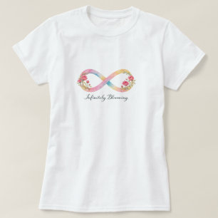 Camiseta Símbolo de Infinito Acuarela Floral Rosa en Flor