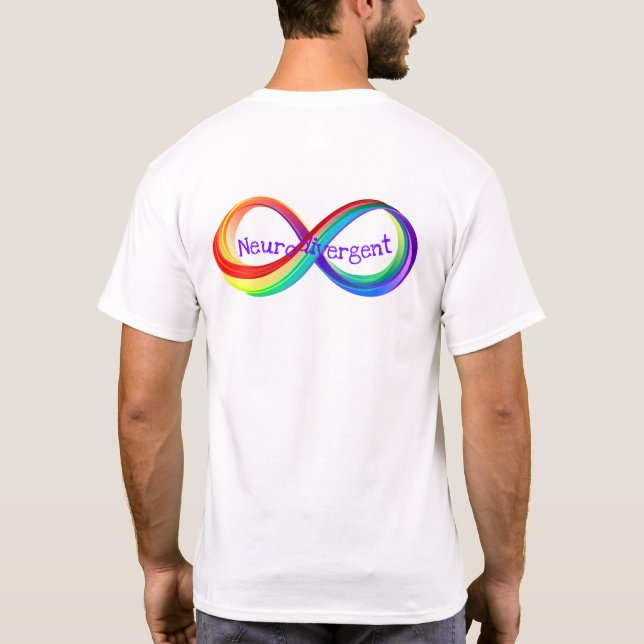 Camiseta Símbolo de infinito arcoiris neurodivergente (Reverso)