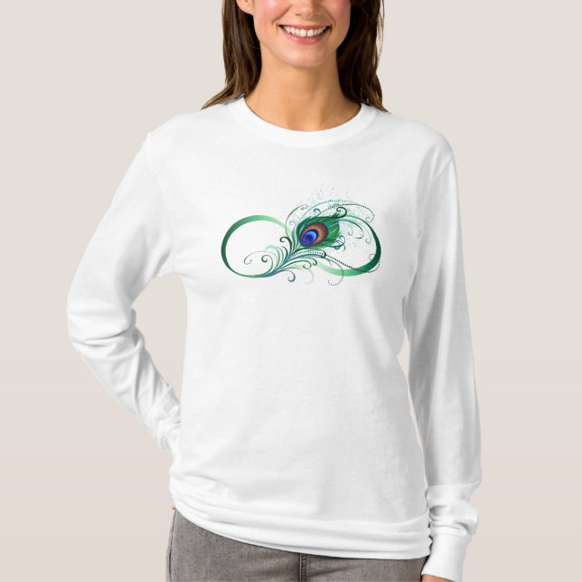 Camiseta Símbolo de infinito con pluma de pavo real (Anverso)