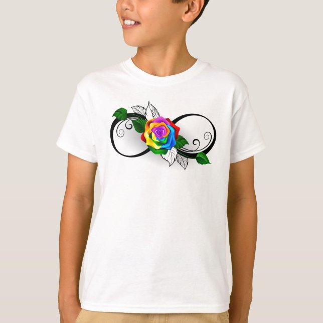 Camiseta Símbolo de infinito con rosa de arcoíris (Anverso)