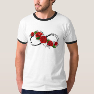 Camiseta Símbolo de infinito con rosas rojas