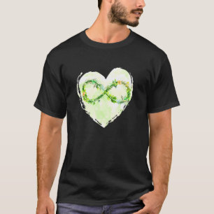 Camiseta Símbolo de infinito floral con fondo acuarela verd