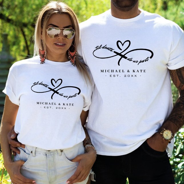 Camiseta Símbolo de infinito hasta la muerte nos hace Boda  (Til Death Do Us Part Infinity Symbol Heart Wedding T-Shirt
)
