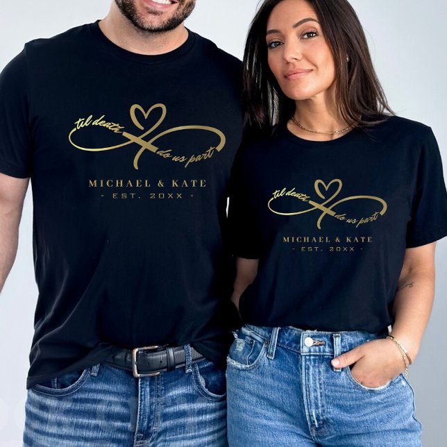 Camiseta Símbolo de infinito negro y oro hasta la muerte (Til Death Do Us Part Black & Gold Infinity Symbol T-Shirt
)